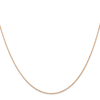 14K Rose Gold 24 Inch Carded .5mm Cable Rope With Spring Ring Clasp Chain Necklace