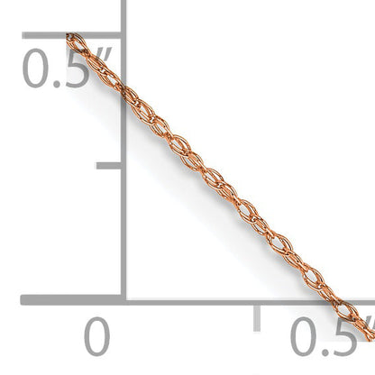 18 Inch 10K Rose Gold .5 mm Cable Rope Chain Necklace