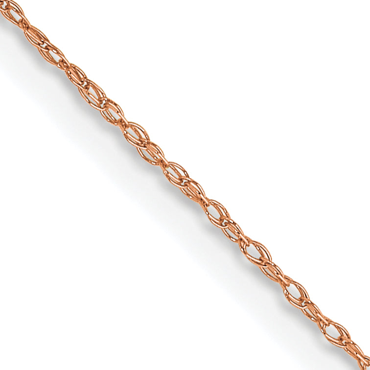 14K Rose Gold 24 Inch Carded .5mm Cable Rope With Spring Ring Clasp Chain Necklace