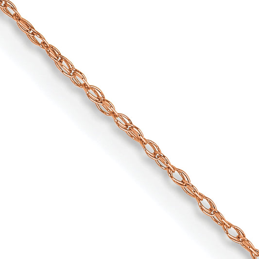 14K Rose Gold 24 Inch Carded .5mm Cable Rope With Spring Ring Clasp Chain Necklace
