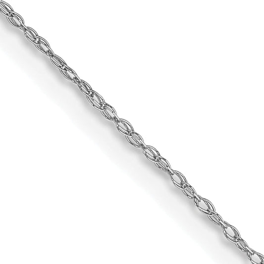 18 Inch 14K White Gold .5 mm Cable Rope Chain Necklace