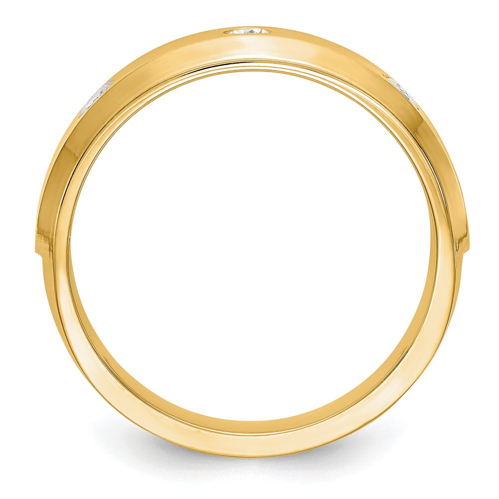 True Origin 14K Yellow Gold Men's 1/6 carat Lab Grown Diamond VS+ F+ Complete Wedding Band Ring