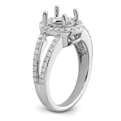 14K White Gold Halo Plus (Holds 2 carat (9.5x7.0mm) Oval Center) 1/2 carat Diamond Semi-Mount Engagement Ring
