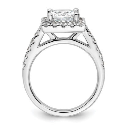 14K White Gold Halo Plus (Holds 1.75 carat (6.9mm) Princess Center) 7/8 carat Diamond Semi-Mount Engagement Ring