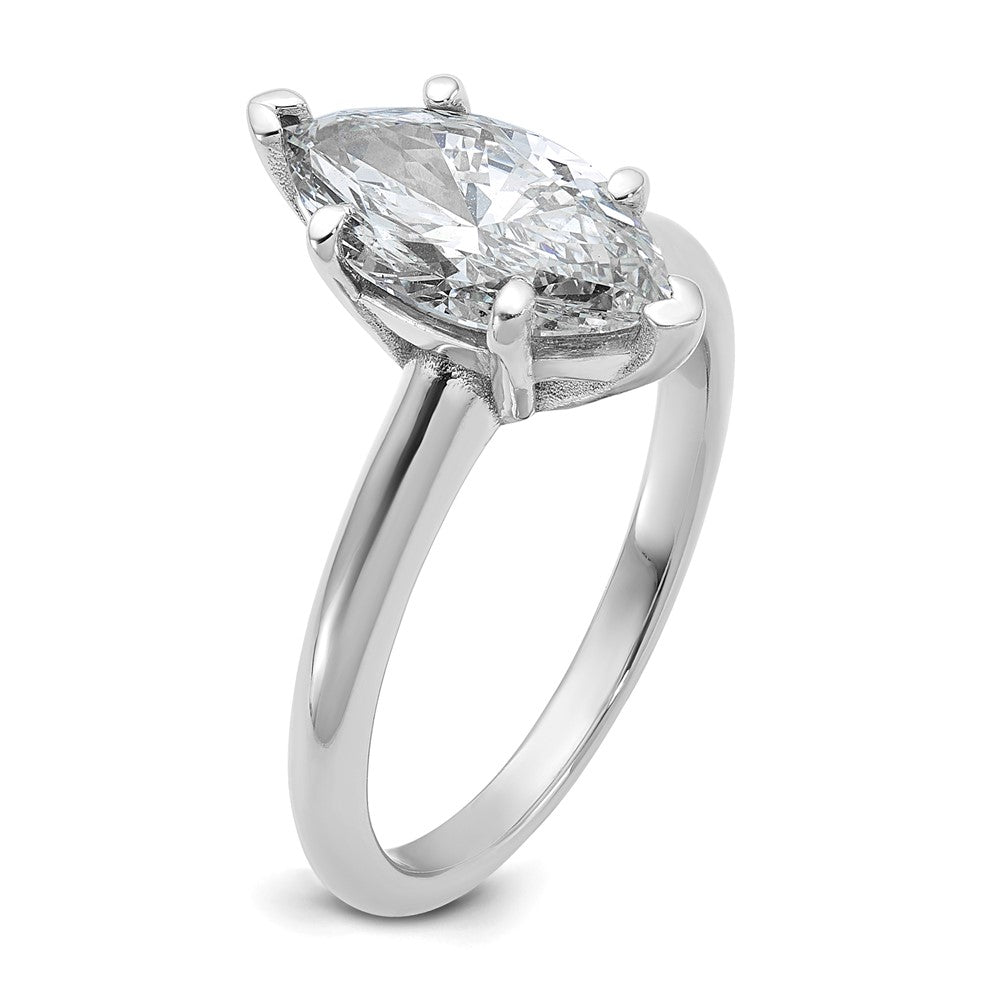 14K White Gold 2 carat Certified Lab Grown Diamond VS+ F+ Marquise Solitaire Complete Engagement Ring