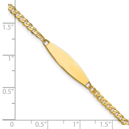 14K Yellow Gold Polished Solid Chain/Solid Plate Curb Link 36x5.1mm Plate 8 Inch ID Bracelet