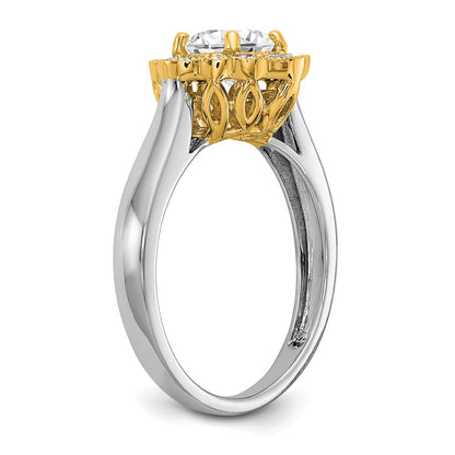 True Origin 14K Two Tone Yellow and White Gold 1/4 carat Lab Grown Diamond VS+ F+ Semi-Mount Round  Halo Engagement Ring