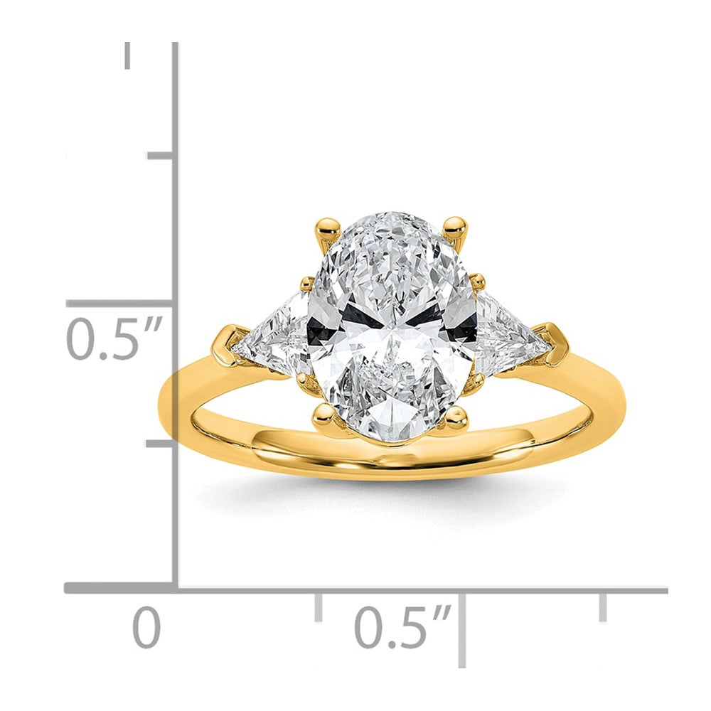 14K Yellow Gold 2 1/2 carat Certified Lab Grown Diamond VS/SI+ G+ Complete Oval and Trillion Three Stone Engagement Ring