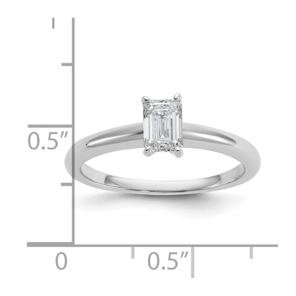 14K White Gold 1/2 carat Lab Grown Diamond VS+ F+ Emerald Solitaire Complete Engagement Ring