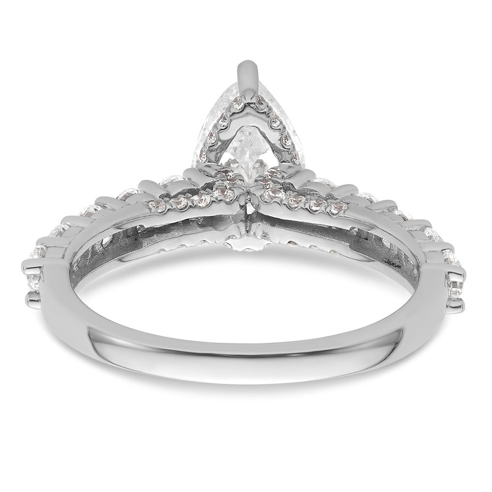 14K White Gold 1 carat Lab Grown Diamond VS/SI+ G+ 1 carat Pear Center Semi Mount Engagement Ring