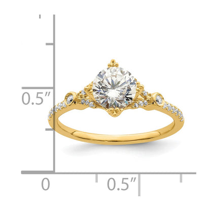 14K Yellow Gold (Holds 1 carat (6.5mm) Round Center) 1/8 carat Diamond Semi-Mount Engagement Ring