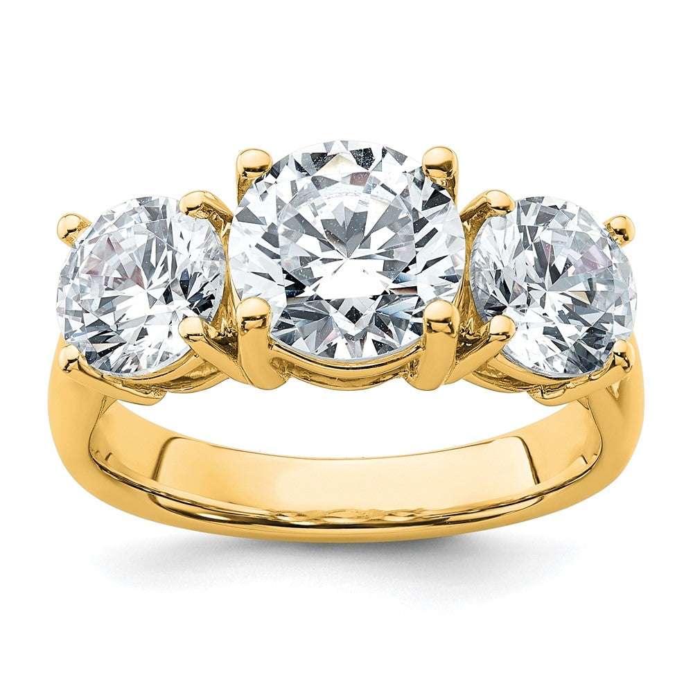 True Origin 14K Yellow Gold 4 carat Lab Grown Diamond VS+ F+ Complete Round Three Stone Ring