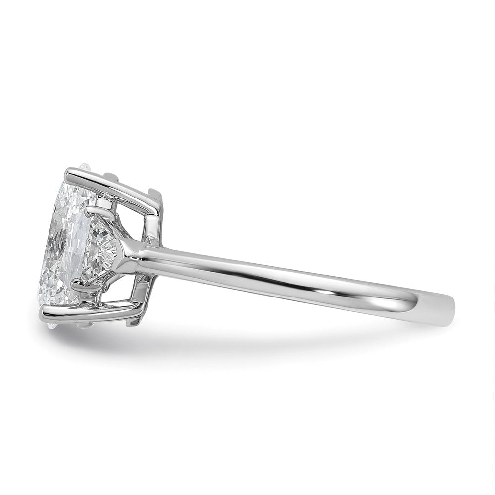 14K White Gold 2 1/2 carat Certified Lab Grown Diamond VS/SI+ G+ Complete Oval and Trillion Three Stone Engagement Ring