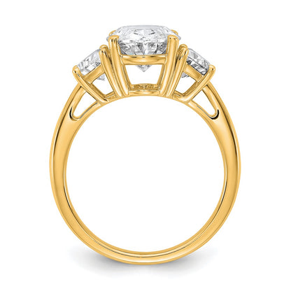 14K Yellow Gold 4 carat Certified Lab Grown Diamond VS/SI+ G+ Complete Oval and Half Moon Three Stone Engagement Ring