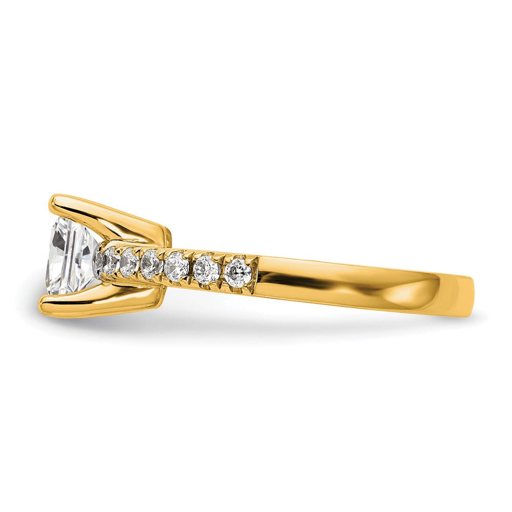 True Origin 14K Yellow Gold 1/5 carat Lab Grown Diamond VS+ F+ Semi-Mount Princess Engagement Ring
