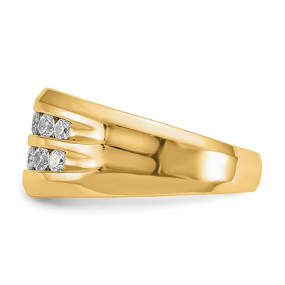 True Origin 14K Yellow Gold Men's 1/2 carat Lab Grown Diamond VS+ F+ Complete Double Channel Wedding Band Ring