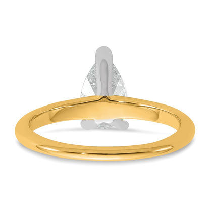 14K Two-Tone Gold Two-tone 1 carat Certified Lab Grown Diamond VS+ F+ Pear Solitaire Complete Engagement Ring