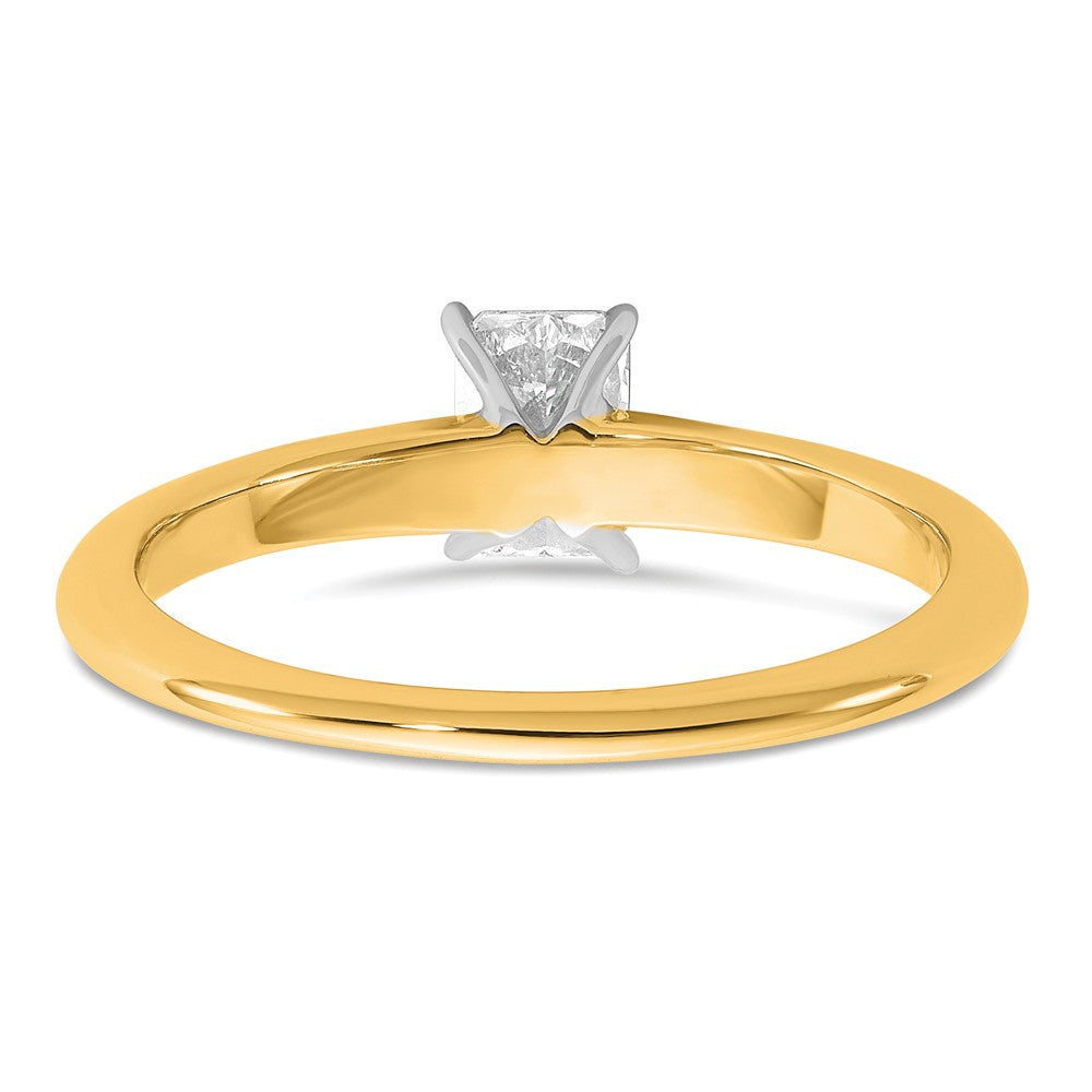 14K Two-Tone Gold Two-tone 1/2 carat Certified Lab Grown Diamond VS+ F+ Radiant Solitaire Complete Engagement Ring