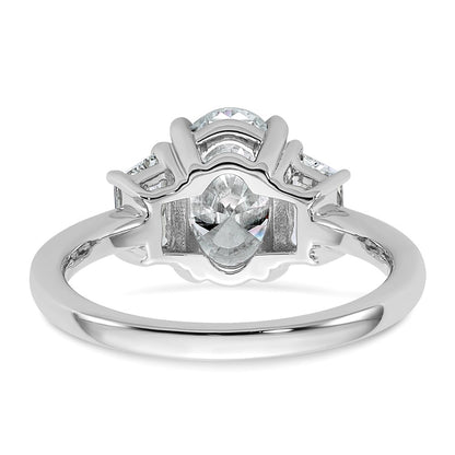 14K White Gold 2 3/4 carat Certified Lab Grown Diamond VS+ F+ Oval and Trapezoid Complete Three Stone Engagement Ring