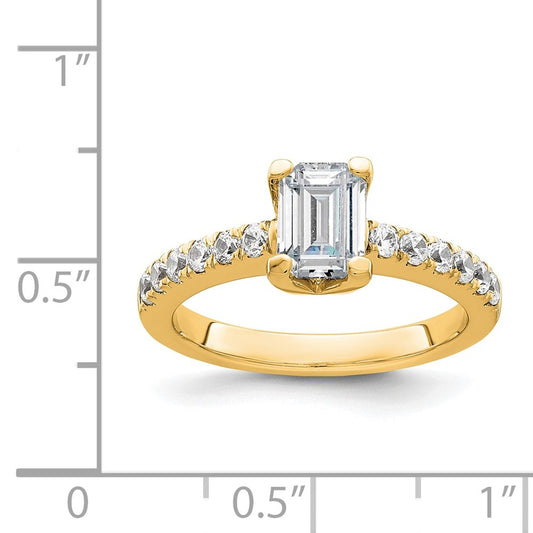True Origin 14K Yellow Gold 3/8 carat Lab Grown Diamond VS+ F+ Semi-Mount Emerald Engagement Ring