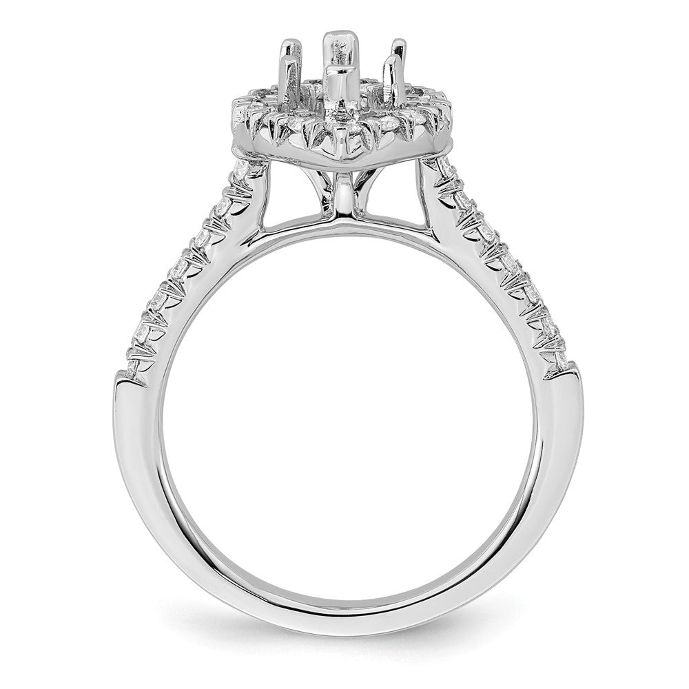 True Origin 14K White Gold 5/8 carat Lab Grown Diamond VS+ F+ Semi-Mount Marquise Halo Engagement Ring