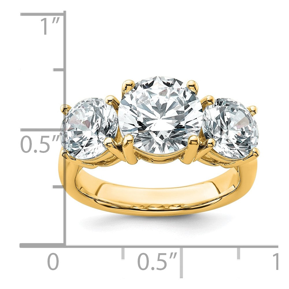 True Origin 14K Yellow Gold 5 carat Lab Grown Diamond VS+ F+ Complete Round Three Stone Ring