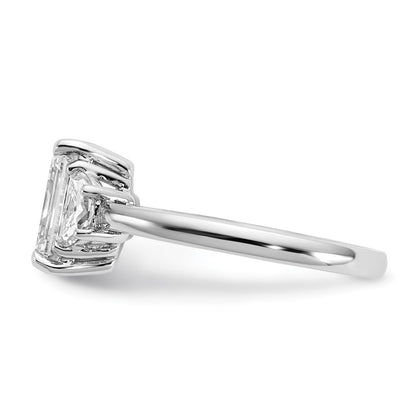 14K White Gold 2 1/2 carat Certified Lab Grown Diamond VS/SI+ G+ Complete Emerald and Half Moon Three Stone Engagement Ring