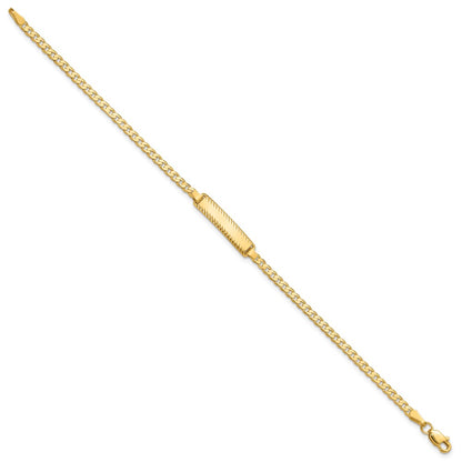 14K Yellow Gold Polished Solid Chain/Solid Plate Curb Link Diamond-cut 20x5mm Plate 7 Inch ID Bracelet