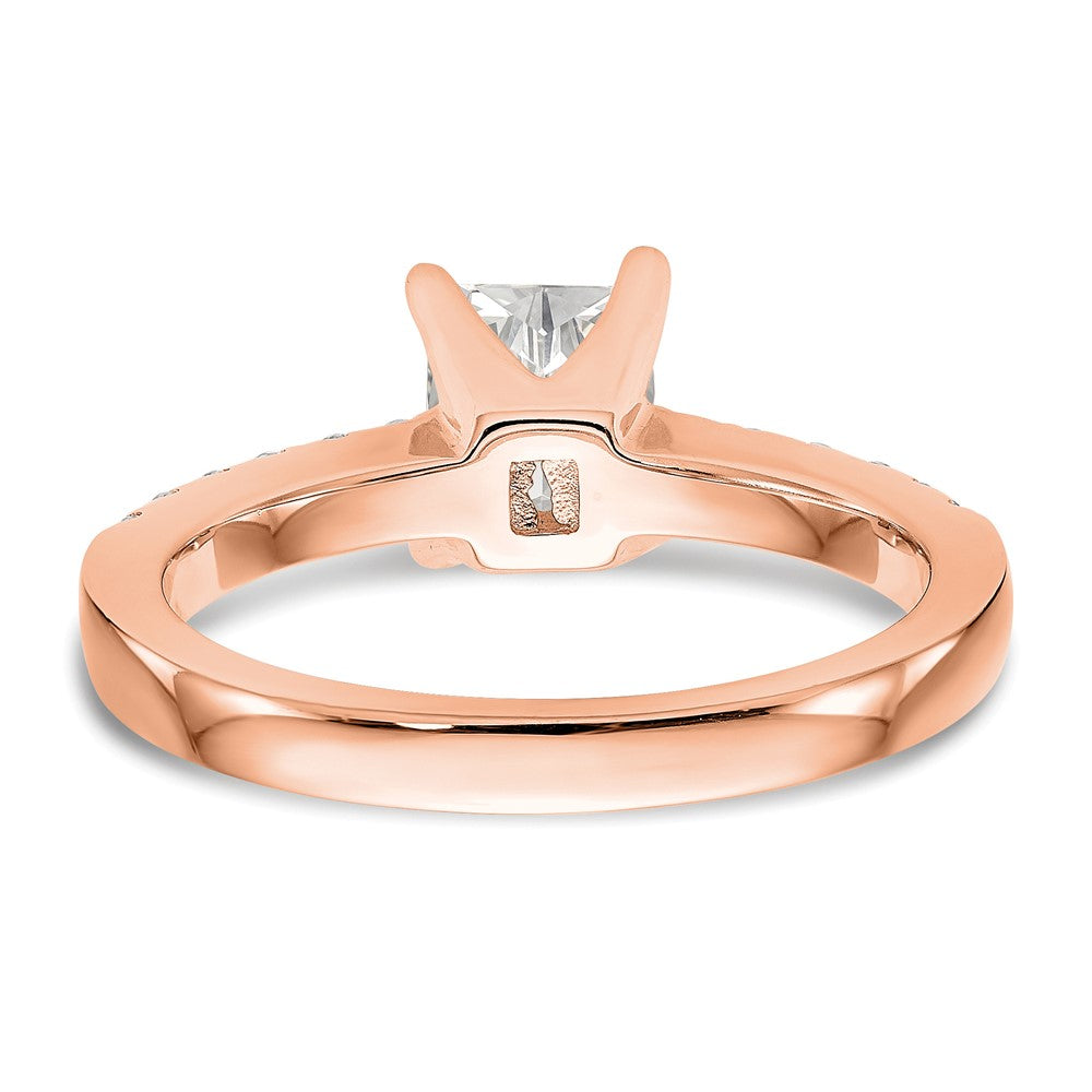 True Origin 14K Rose Gold 1/3 carat Lab Grown Diamond VS+ F+ Semi-Mount Emerald Engagement Ring