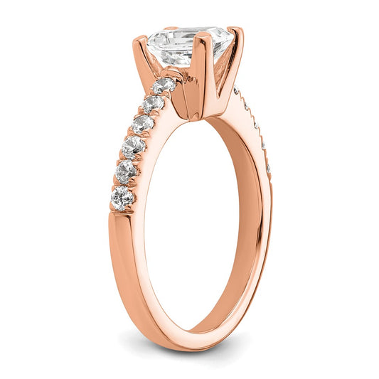 True Origin 14K Rose Gold 3/8 carat Lab Grown Diamond VS+ F+ Semi-Mount Emerald Engagement Ring