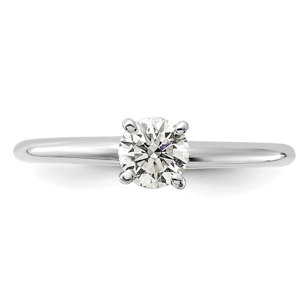 14K White Gold 1/2 carat Lab Grown Diamond VS+ F+ Round Complete Solitaire Engagement Ring
