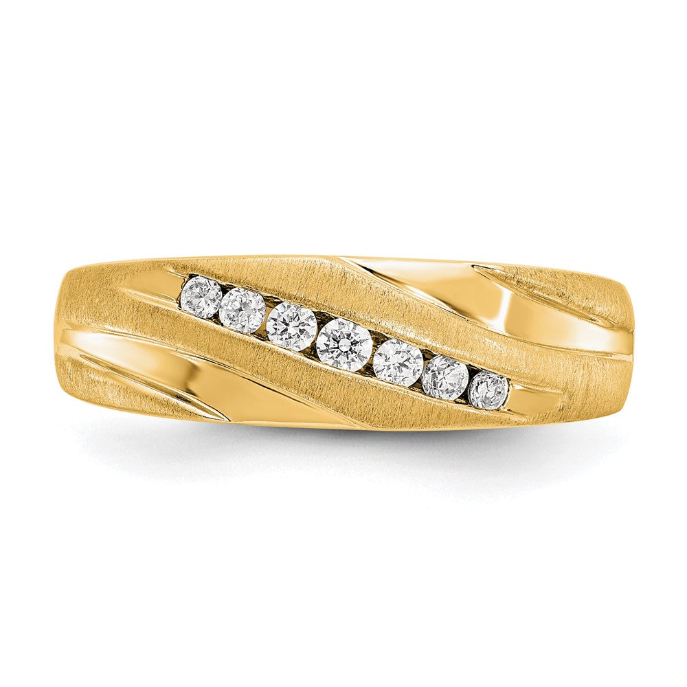 True Origin 14K Yellow Gold Men's 1/4 carat Lab Grown Diamond VS+ F+ Complete Brushed and Polished Wedding Band Ring