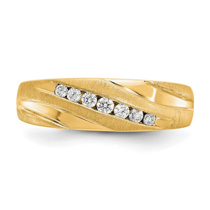True Origin 14K Yellow Gold Men's 1/4 carat Lab Grown Diamond VS+ F+ Complete Brushed and Polished Wedding Band Ring