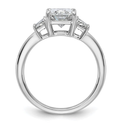 14K White Gold 2 3/4 carat Lab Grown Diamond VS+ F+ Radiant and Trapezoid Complete Three Stone Engagement Ring