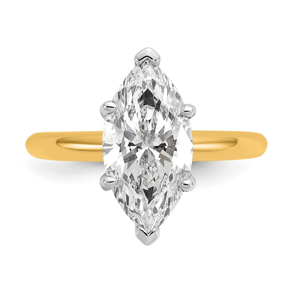 14K Two-Tone Gold Two-tone 3 carat Lab Grown Diamond VS+ F+ Marquise Solitaire Complete Engagement Ring