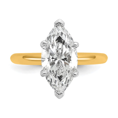 14K Two-Tone Gold Two-tone 3 carat Lab Grown Diamond VS+ F+ Marquise Solitaire Complete Engagement Ring