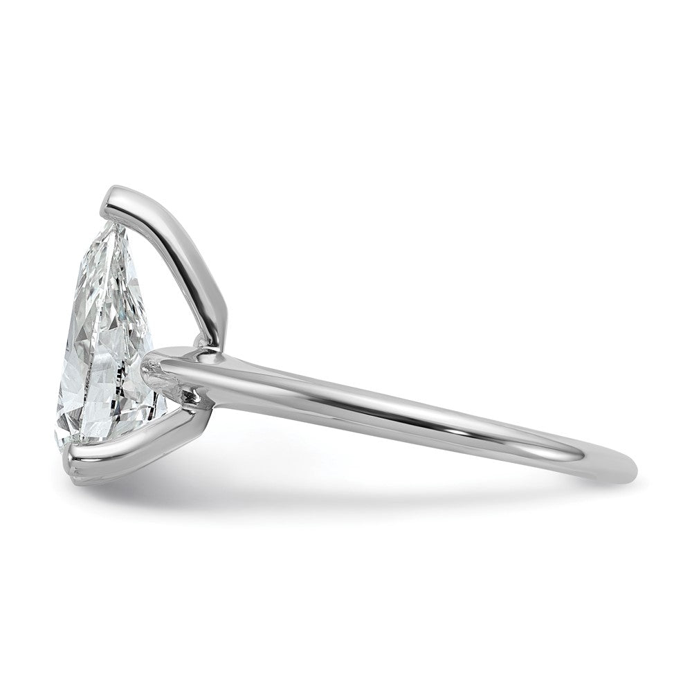 14K White Gold 2 1/2 carat Lab Grown Diamond VS+ F+ Pear Solitaire Complete Engagement Ring
