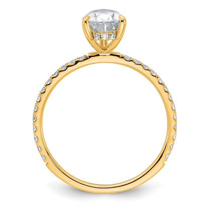 14K Yellow Gold 1 3/8 carat Certified Lab Grown Diamond VS+ F+ Pear Complete Solitaire with Flair Engagement Ring