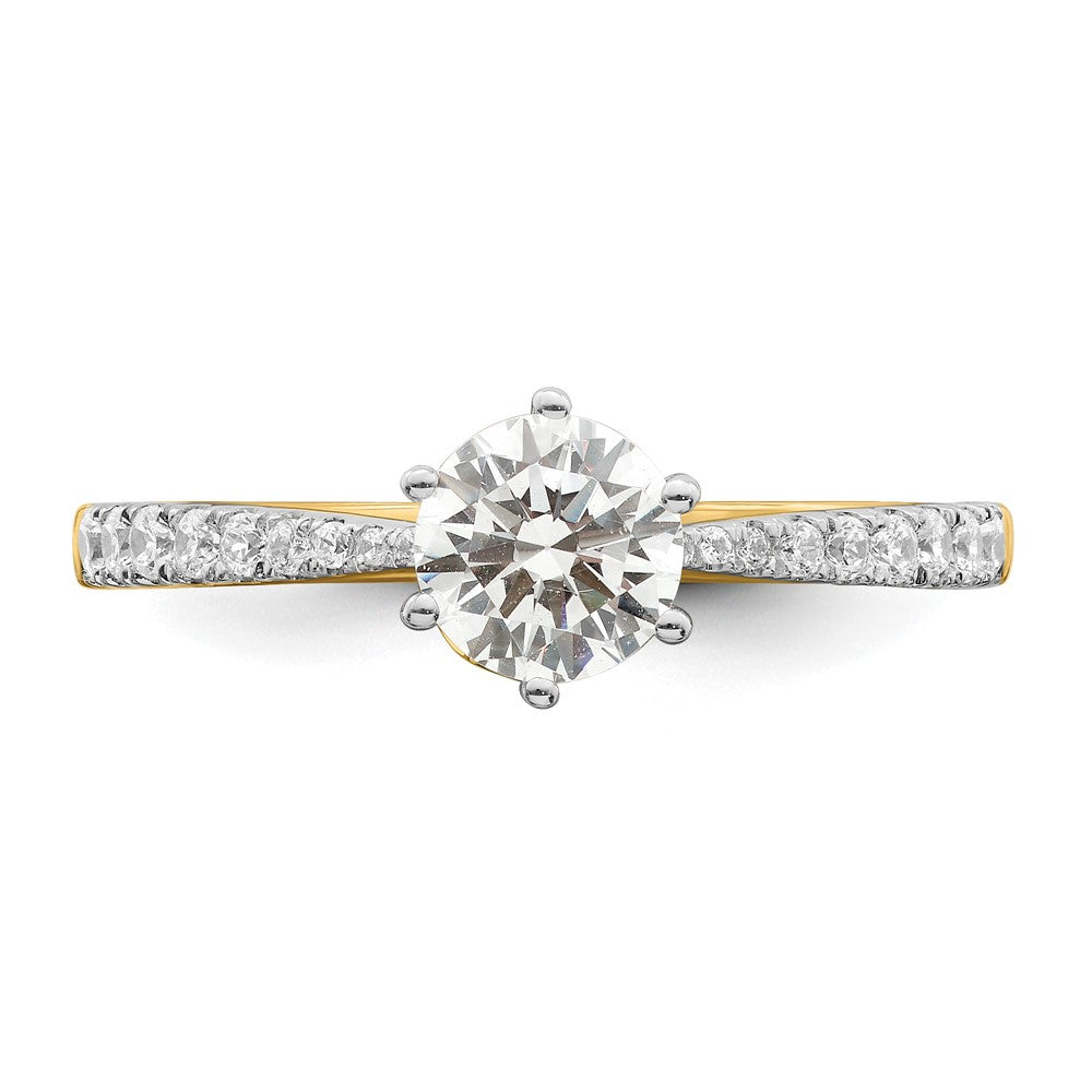14K Yellow Gold Gold Leaf Design (Holds 3/4 carat (5.8mm) Round Center) 1/4 carat Diamond Semi-Mount Engagement Ring