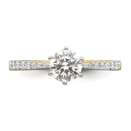 14K Yellow Gold Gold Leaf Design (Holds 3/4 carat (5.8mm) Round Center) 1/4 carat Diamond Semi-Mount Engagement Ring