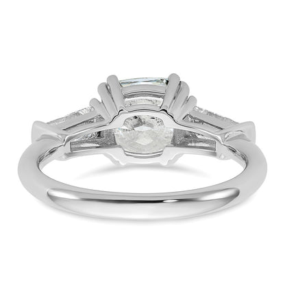 14K White Gold 2 5/8 carat Lab Grown Diamond VS+ F+ Cushion and Tapered Baguette Complete Three Stone Engagement Ring