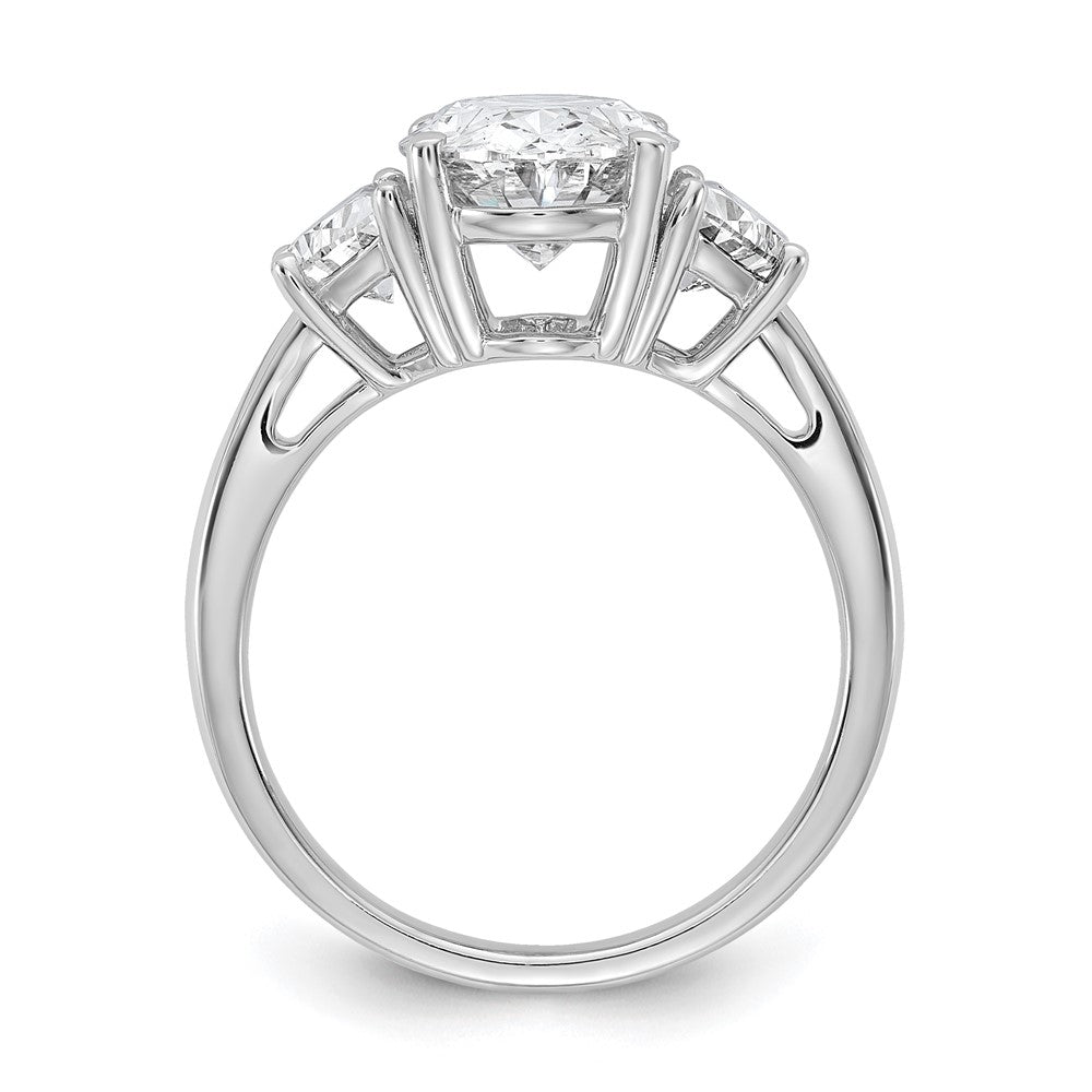 14K White Gold 4 carat Certified Lab Grown Diamond VS/SI+ G+ Complete Oval and Half Moon Three Stone Engagement Ring