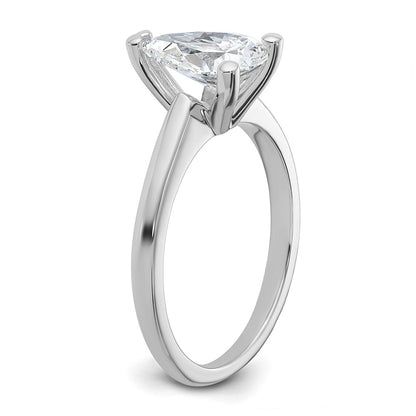 14K White Gold 1 1/2 carat Lab Grown Diamond VS+ F+ Pear Solitaire Complete Engagement Ring