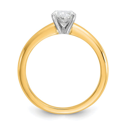 14K Two-Tone Gold 1 carat Lab Grown Diamond VS+ F+ Oval Complete Solitaire Engagement Ring