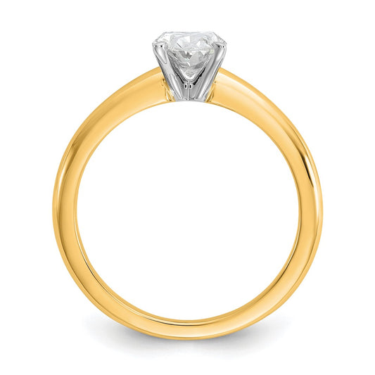 14K Two-Tone Gold 1 carat Lab Grown Diamond VS+ F+ Oval Complete Solitaire Engagement Ring