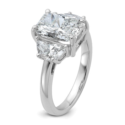 14K White Gold 1 carat Lab Grown Diamond VS+ F+ Half Moon 3 carat Radiant Center Semi Mount Engagement Ring
