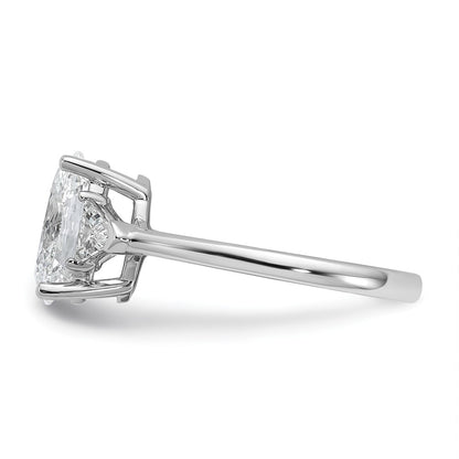 14K White Gold 2 1/2 carat Certified Lab Grown Diamond VS+ F+ Complete Oval and Trillion Three Stone Engagement Ring