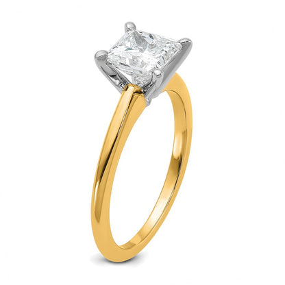 14K Two-Tone Gold Two-tone 1 1/2 carat Lab Grown Diamond VS+ F+ Princess Complete Solitaire Engagement Ring