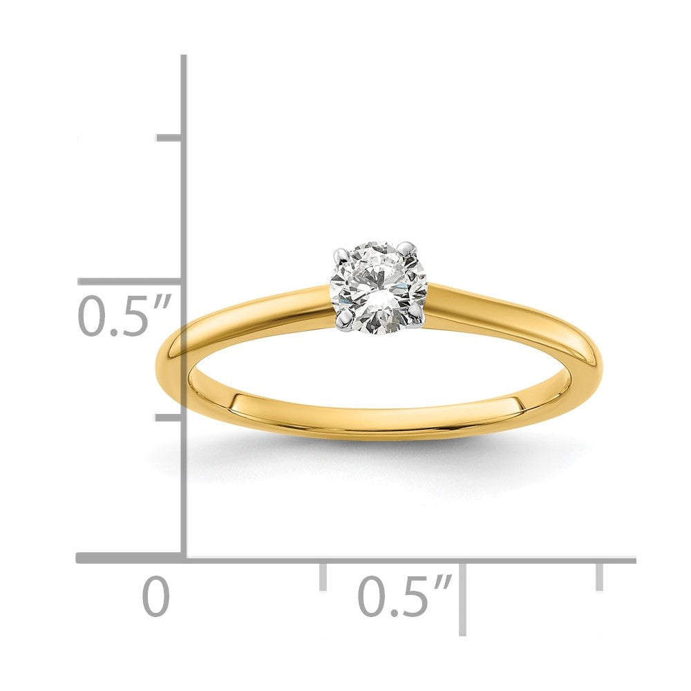 14K Two-Tone Gold 1/3 carat Certified Lab Grown Diamond VS+ F+ Round Complete Solitaire Engagement Ring