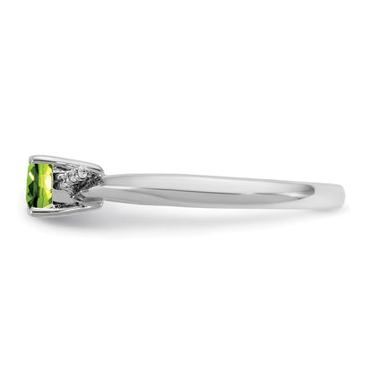 14K White Gold Polished Diamond and Peridot Fashion Ring